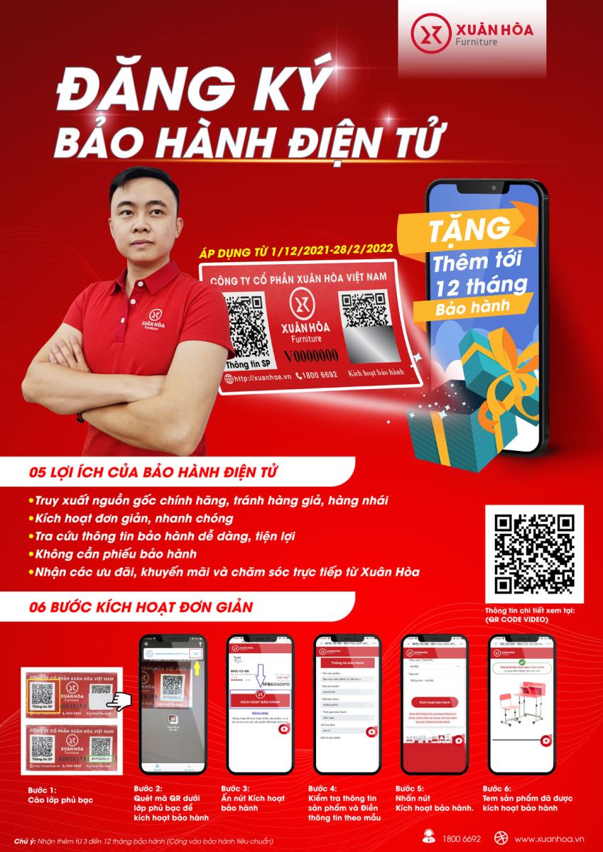 Hướng dẫn kích hoạt bảo hành điện tử sản phẩm nội thất Xuân Hòa